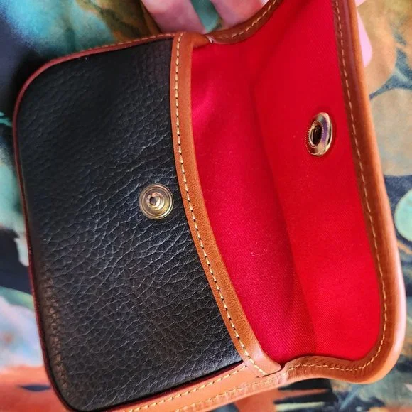 Dooney & Bourke Black & Tan Pebble Leather Wristlet - Picture 3 of 5